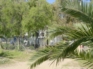 unser Stellplatz vor Strand aus gesehen